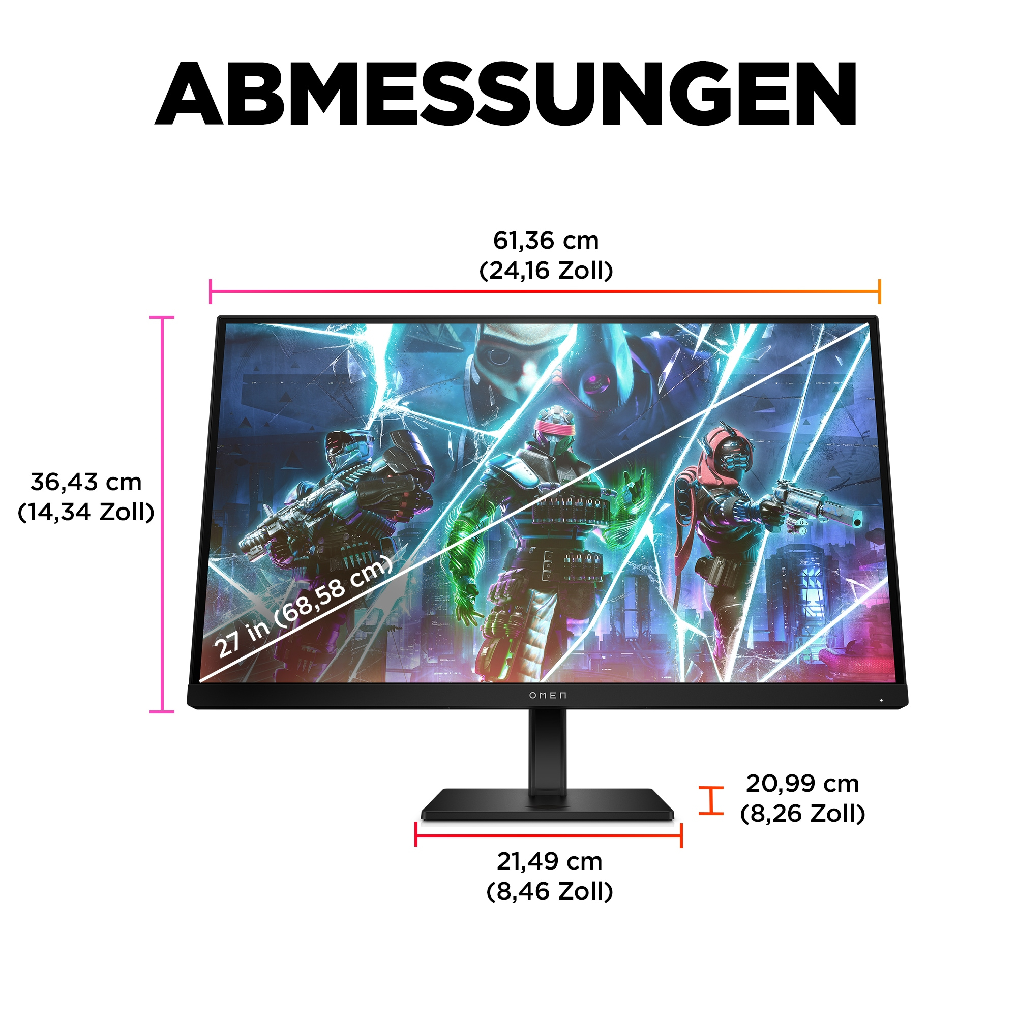HP OMEN by HP 27s pantalla para PC 68,6 cm (27) 1920 x 1080 Pixeles Full HD Negro