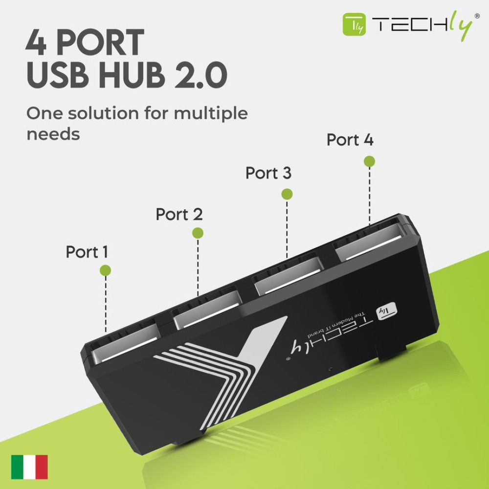 Techly Mini - Hub - 4 x USB 2.0 - Desktop