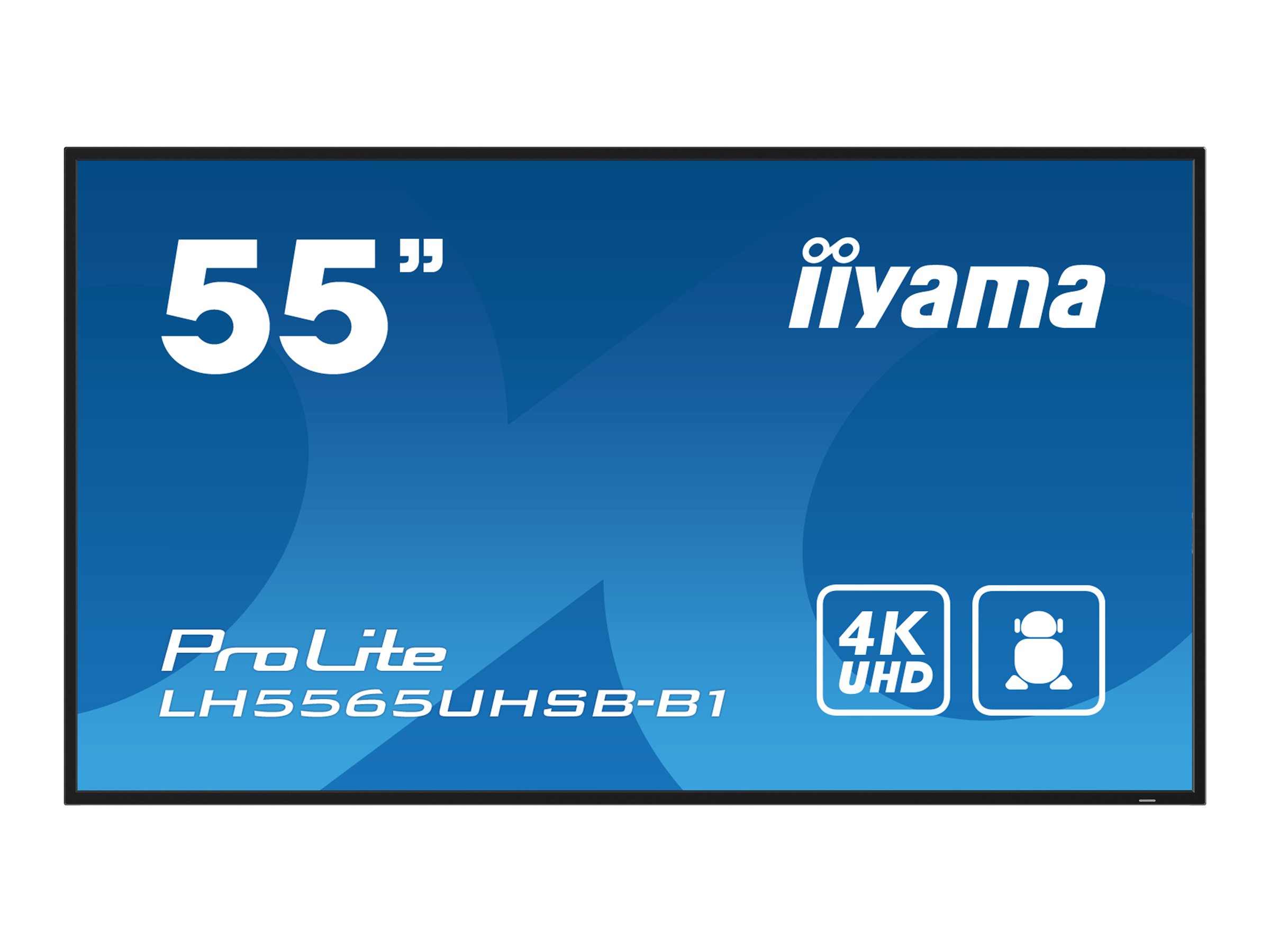 iiyama LH5565UHSB-B1 Signage Display Kiosk design 138.7 cm (54.6) LED Wi-Fi 800 cd/m� 4K Ultra HD Black Built-in processor Android 11 24/7