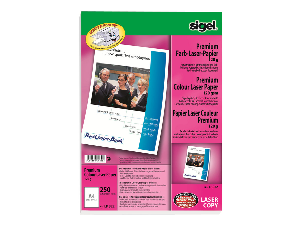 Sigel Premium Quality Paper for Colour Laser/Copier LP322 - Matt - A4 (210 x 297 mm)