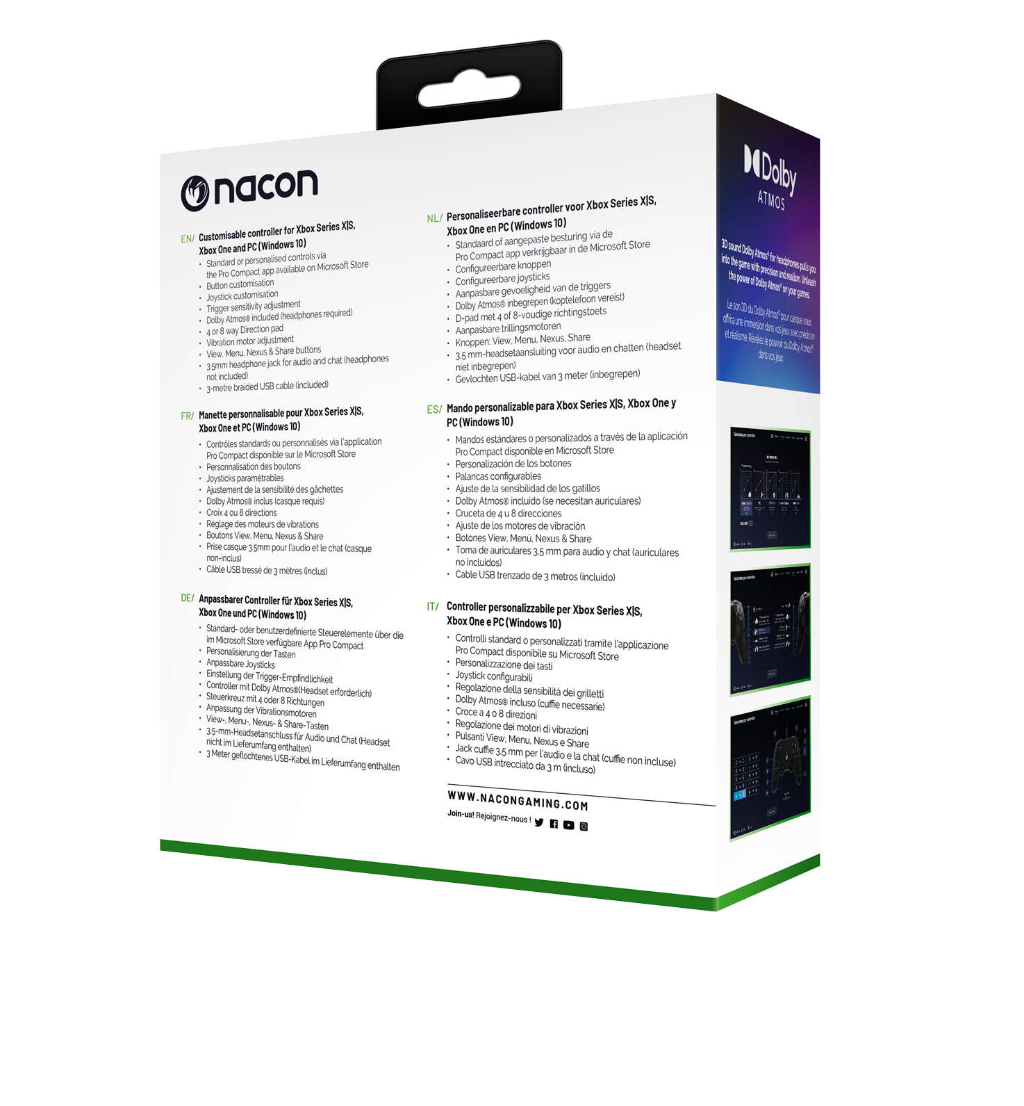Manette Pro Compact pour Series X/S Xbox One PC Blanc - NACON