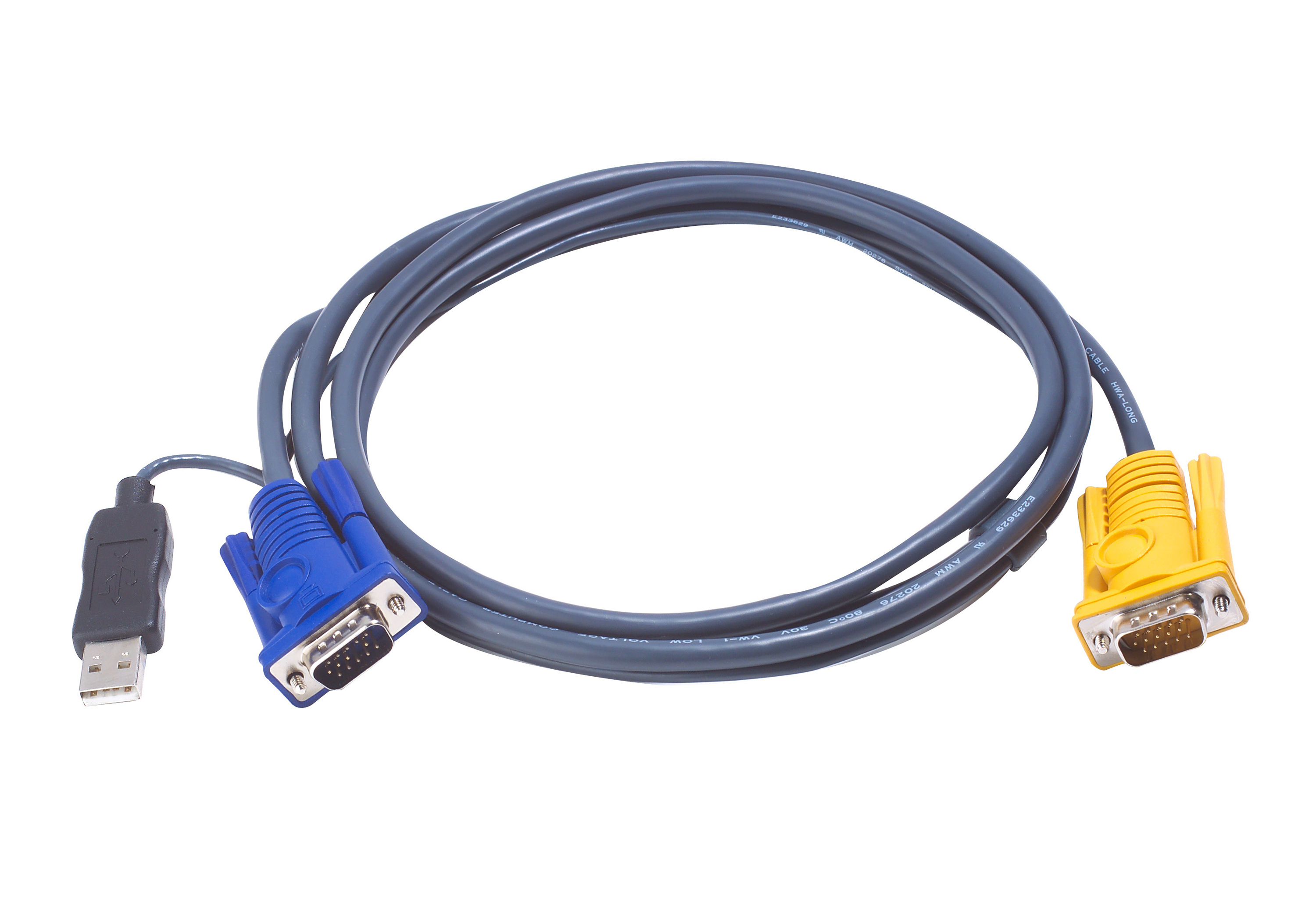 ATEN Cble KVM USB 1,8m avec SPHD 3 en 1 et convertisseur PS/2 vers USB intgr