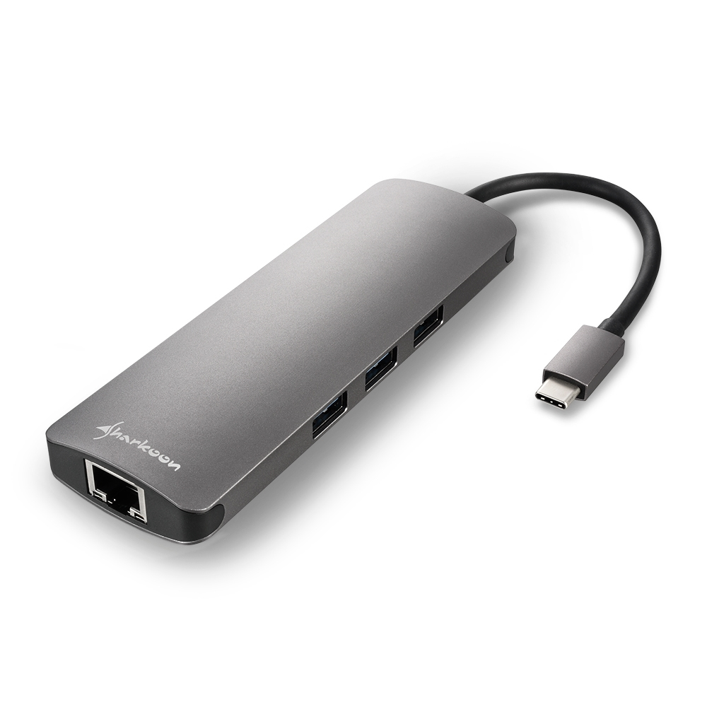 Sharkoon USB 3.0 Type C Combo Adapter carte et adaptateur dinterfaces HDMI, RJ-45, USB 3.2 Gen 1 (3.1 Gen 1)
