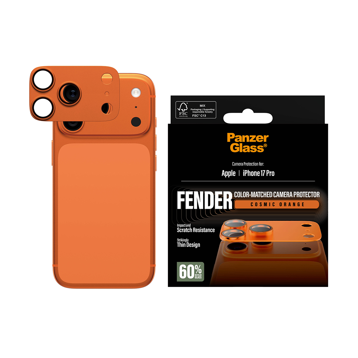 PanzerGlass PG FENDER Cam Prot Orange iPhone 17 Pro