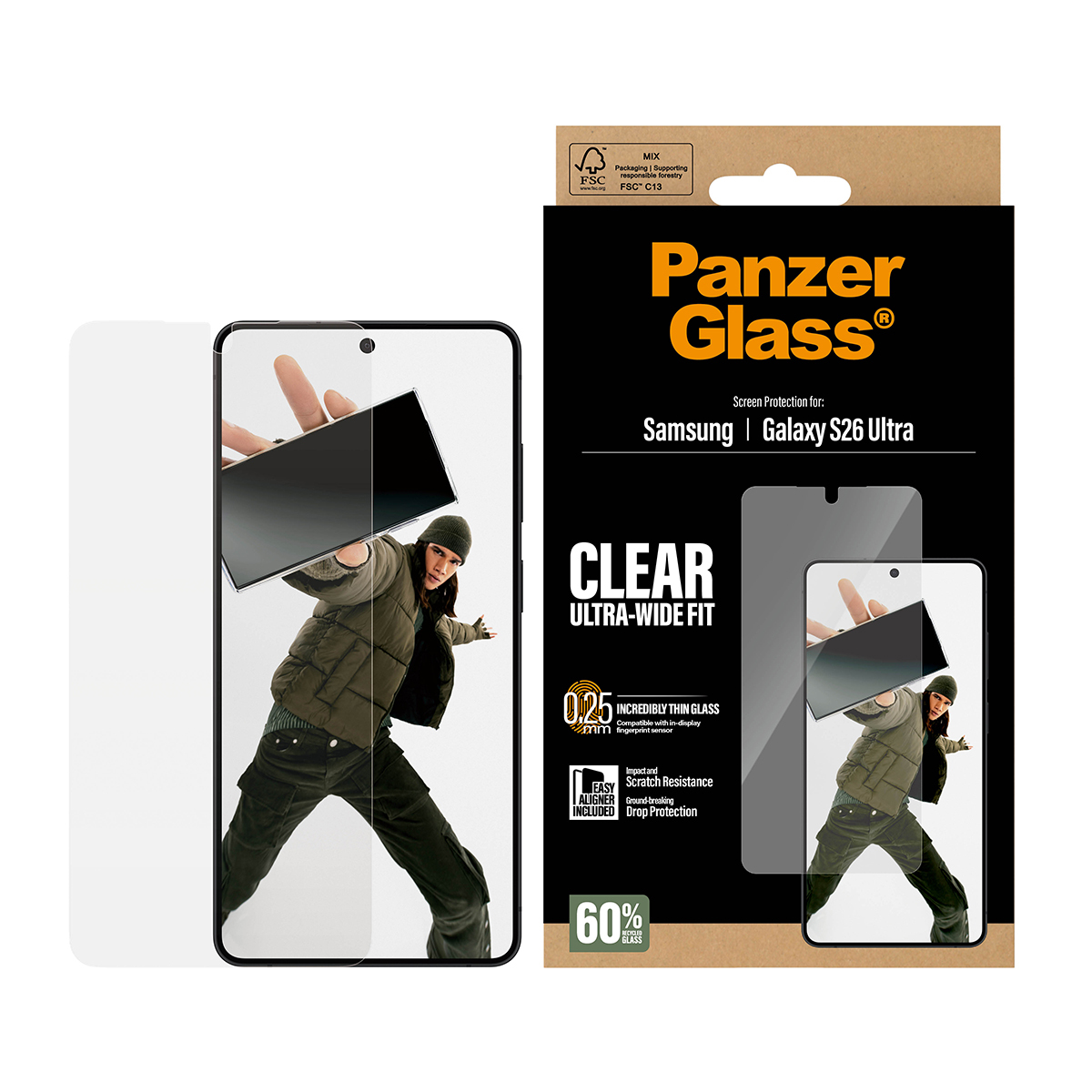 PanzerGlass Bildschirmschutz f�r Handy - ultrabreite