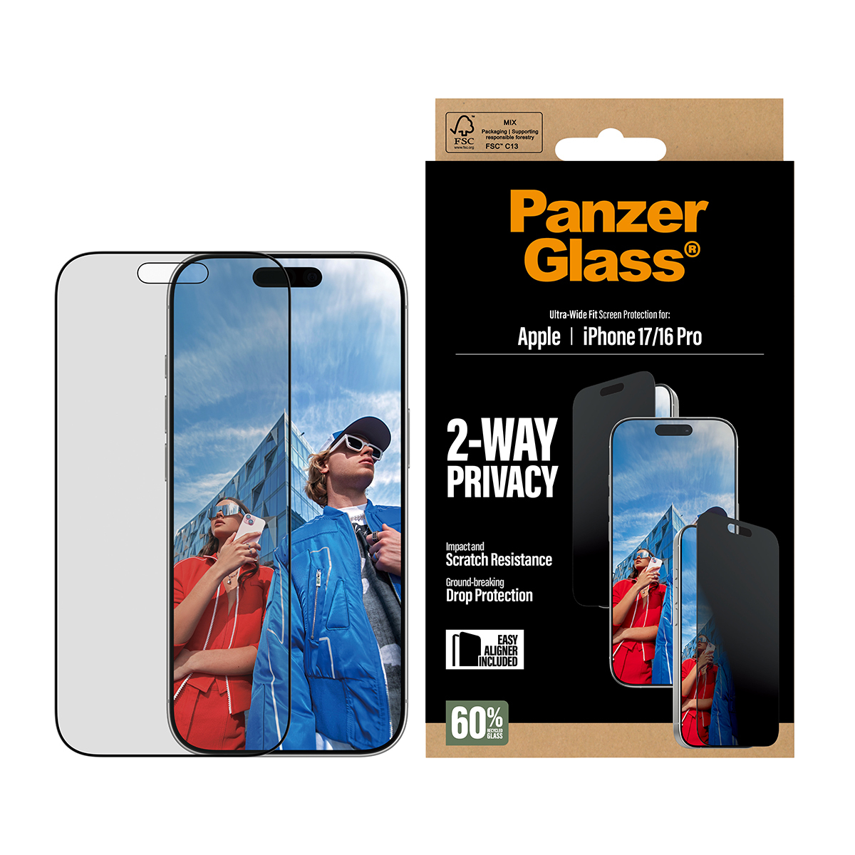 PanzerGlass 2-Way Privacy Screen Protector iPhone 17/16 Pro