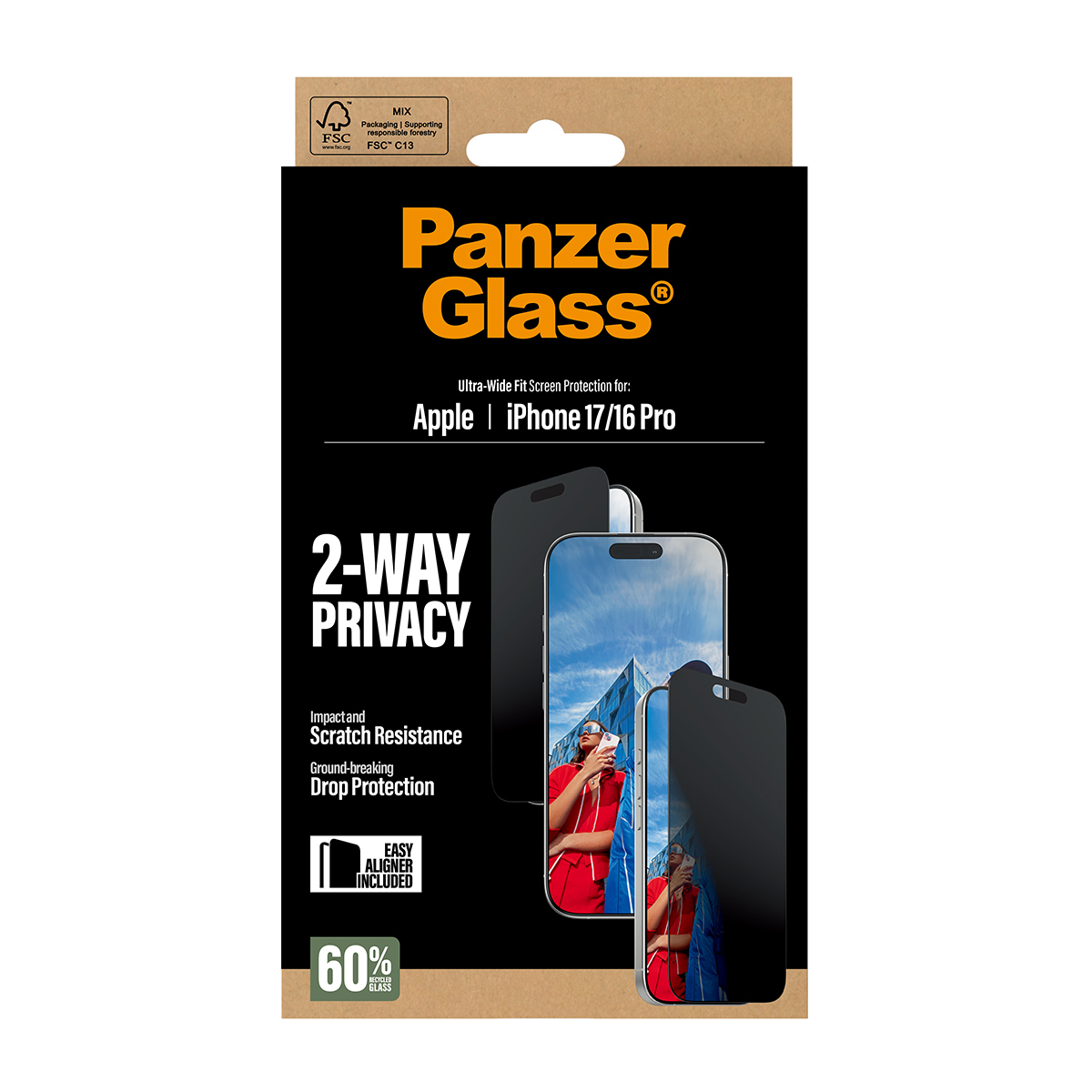 PanzerGlass 2-Way Privacy Screen Protector iPhone 17/16 Pro