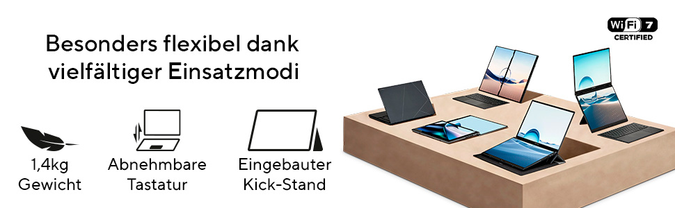 ASUS ZenBook Duo UX8406CA-PZ195X - Tablet - mit abnehmbarer Tastatur - Intel Core Ultra 9 285H / 2.9 GHz - Win 11 Pro - Arc Graphics 140T - 32 GB RAM - 2 TB SSD NVMe - 35.6 cm (14)