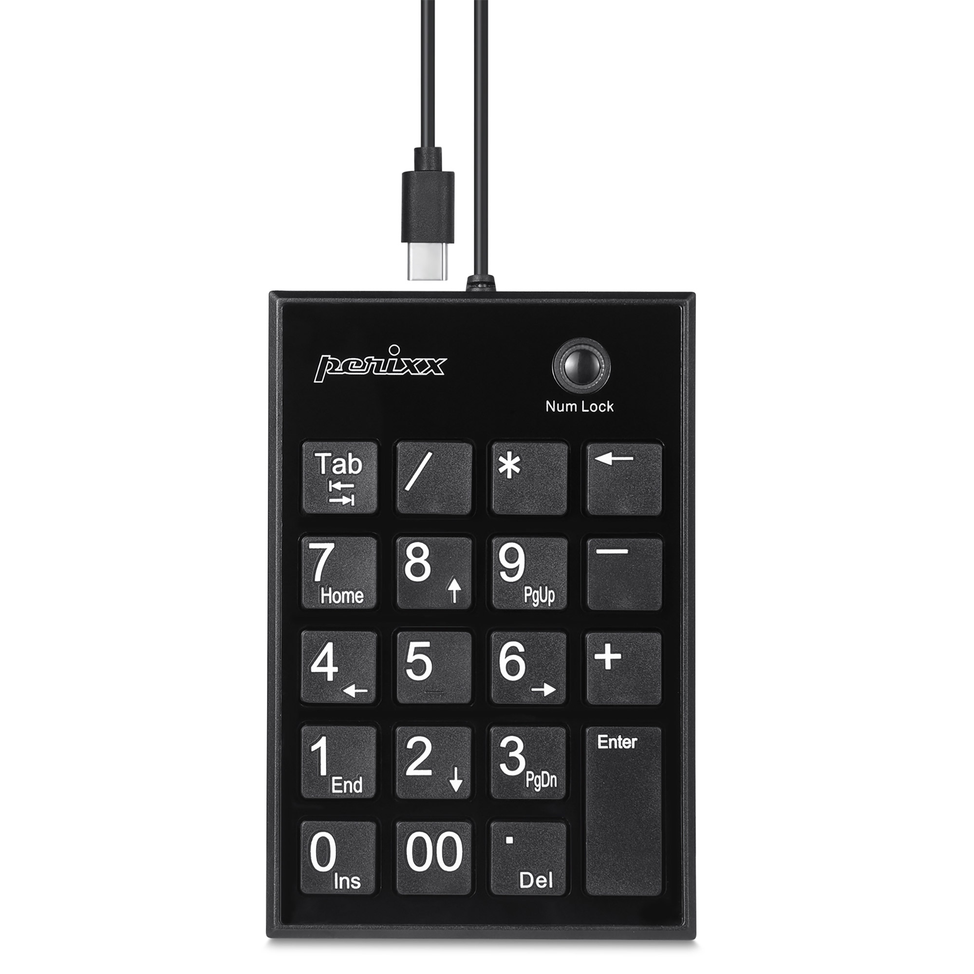 Perixx PERIPAD-202C Nummernblock kabelgebungen USB-C mit 2x USB 2.0 Hub USB-A - Touchpen - 19 Tasten