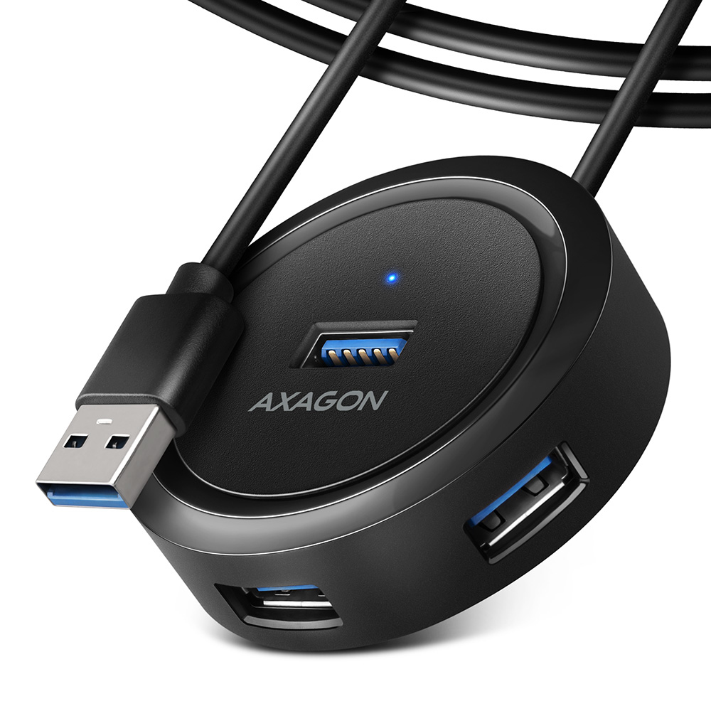 Axagon HUE-P1AL hub de interfaz USB 3.2 Gen 1 (3.1 Gen 1) Type-A 5000 Mbit/s Negro