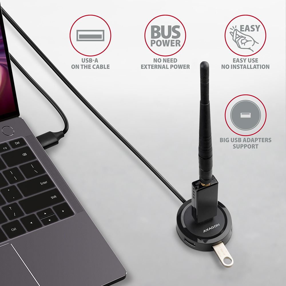 Axagon HUE-P1AL hub de interfaz USB 3.2 Gen 1 (3.1 Gen 1) Type-A 5000 Mbit/s Negro