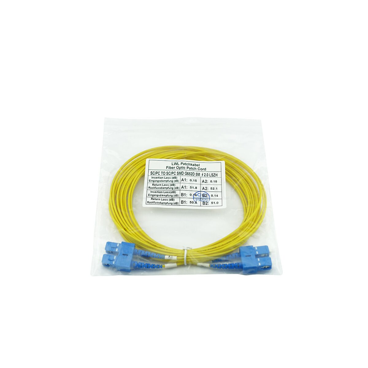BlueOptics Duplex LWL Patchkabel SC-UPC/SC-UPC Singlemode 7.5 Meter