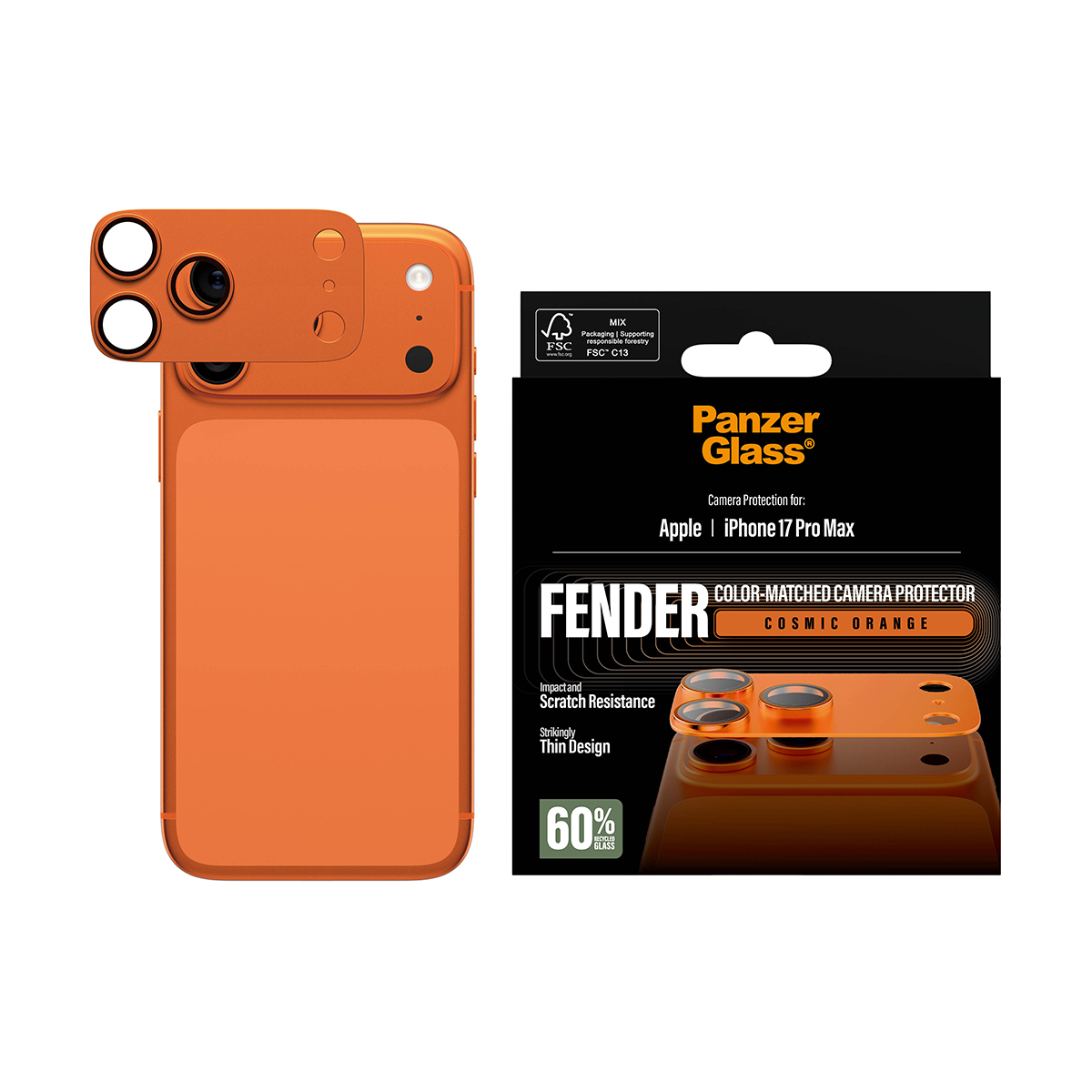 PanzerGlass � Fender Camera Protector Cosmic Orange iPhone 17 Pro Max Protector de pantalla Apple 1 pieza(s)