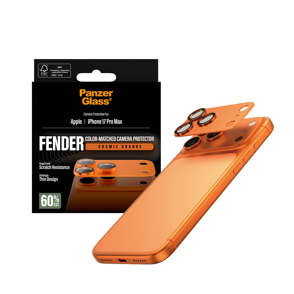 PanzerGlass � Fender Camera Protector Cosmic Orange iPhone 17 Pro Max Protector de pantalla Apple 1 pieza(s)