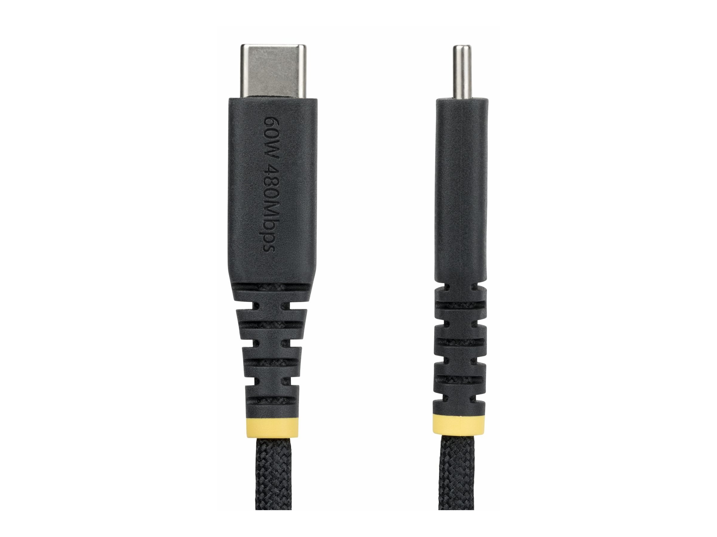 StarTech.com 15cm (6in) USB-C Charging Cable, 60W (3A) PD, Dual-Layer Braided Nylon/TPE Jacket, Rugged USB C Charging Cord, USB 2.0 Laptop Charger Cable