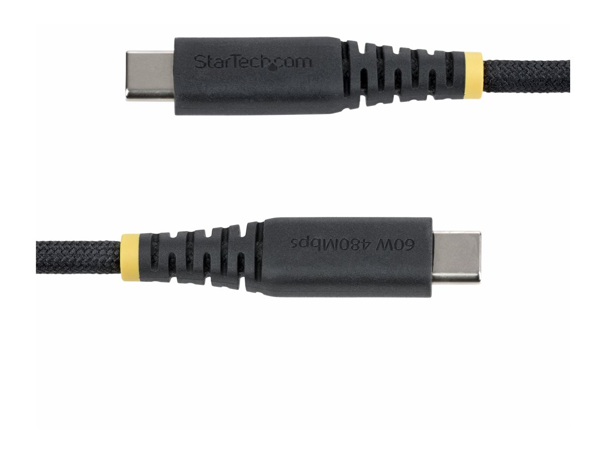 StarTech.com 15cm (6in) USB-C Charging Cable, 60W (3A) PD, Dual-Layer Braided Nylon/TPE Jacket, Rugged USB C Charging Cord, USB 2.0 Laptop Charger Cable