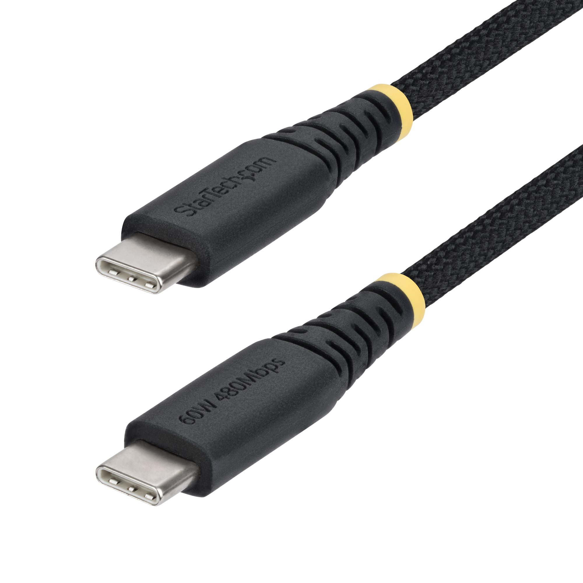 StarTech.com 15cm (6in) USB-C Charging Cable, 60W (3A) PD, Dual-Layer Braided Nylon/TPE Jacket, Rugged USB C Charging Cord, USB 2.0 Laptop Charger Cable