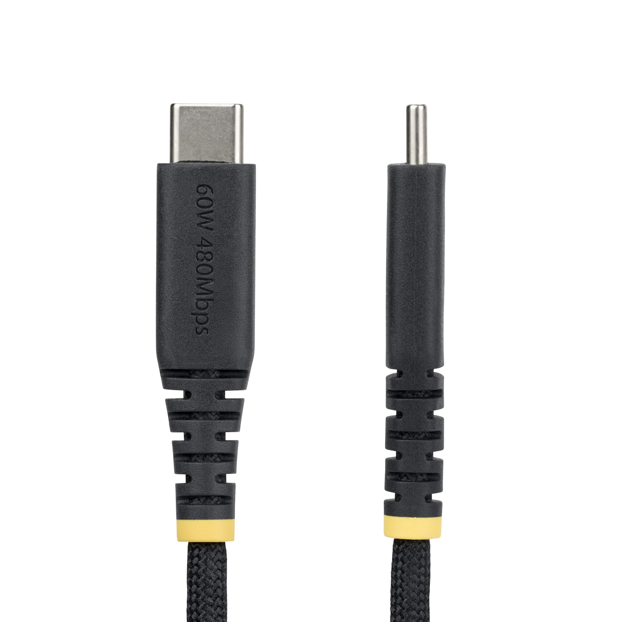 StarTech.com 15cm (6in) USB-C Charging Cable, 60W (3A) PD, Dual-Layer Braided Nylon/TPE Jacket, Rugged USB C Charging Cord, USB 2.0 Laptop Charger Cable