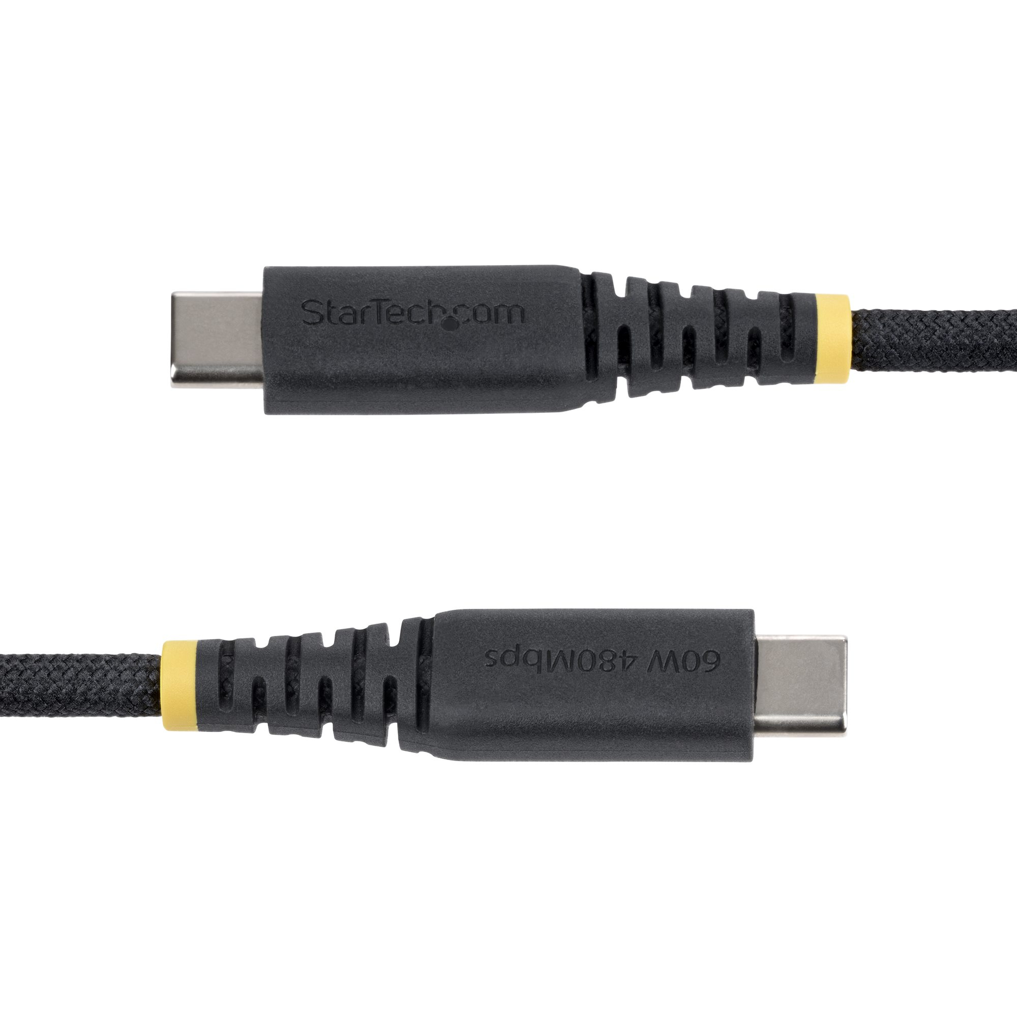 StarTech.com 15cm (6in) USB-C Charging Cable, 60W (3A) PD, Dual-Layer Braided Nylon/TPE Jacket, Rugged USB C Charging Cord, USB 2.0 Laptop Charger Cable