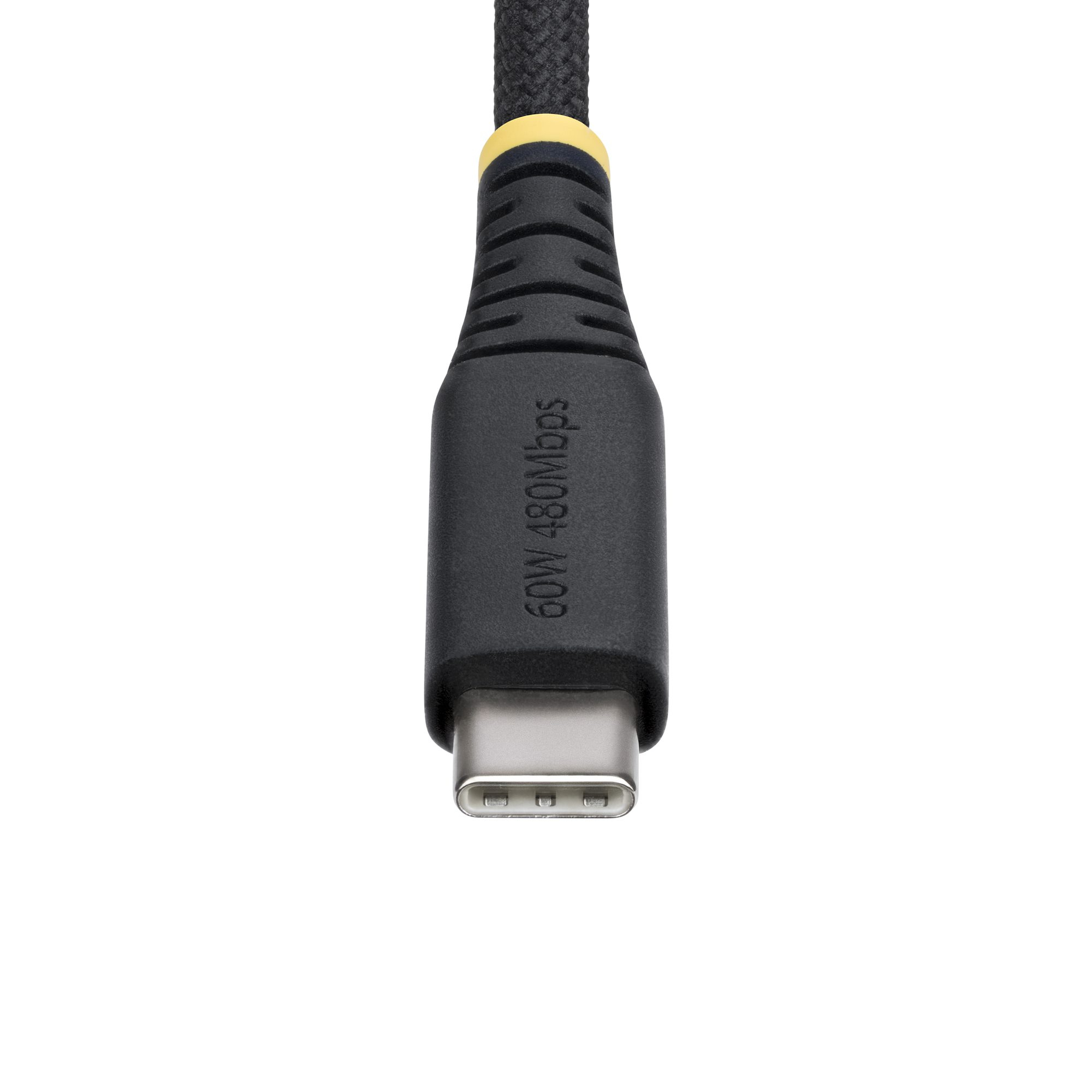 StarTech.com 15cm (6in) USB-C Charging Cable, 60W (3A) PD, Dual-Layer Braided Nylon/TPE Jacket, Rugged USB C Charging Cord, USB 2.0 Laptop Charger Cable