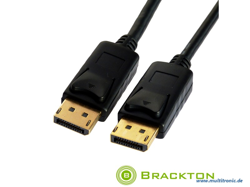 Brackton 4K Display Port 1.2 Kabel St/St 3.0m DP V1.2 20-Pin vergoldete Stecker doppelt - Kabel - Digital/Display/Video