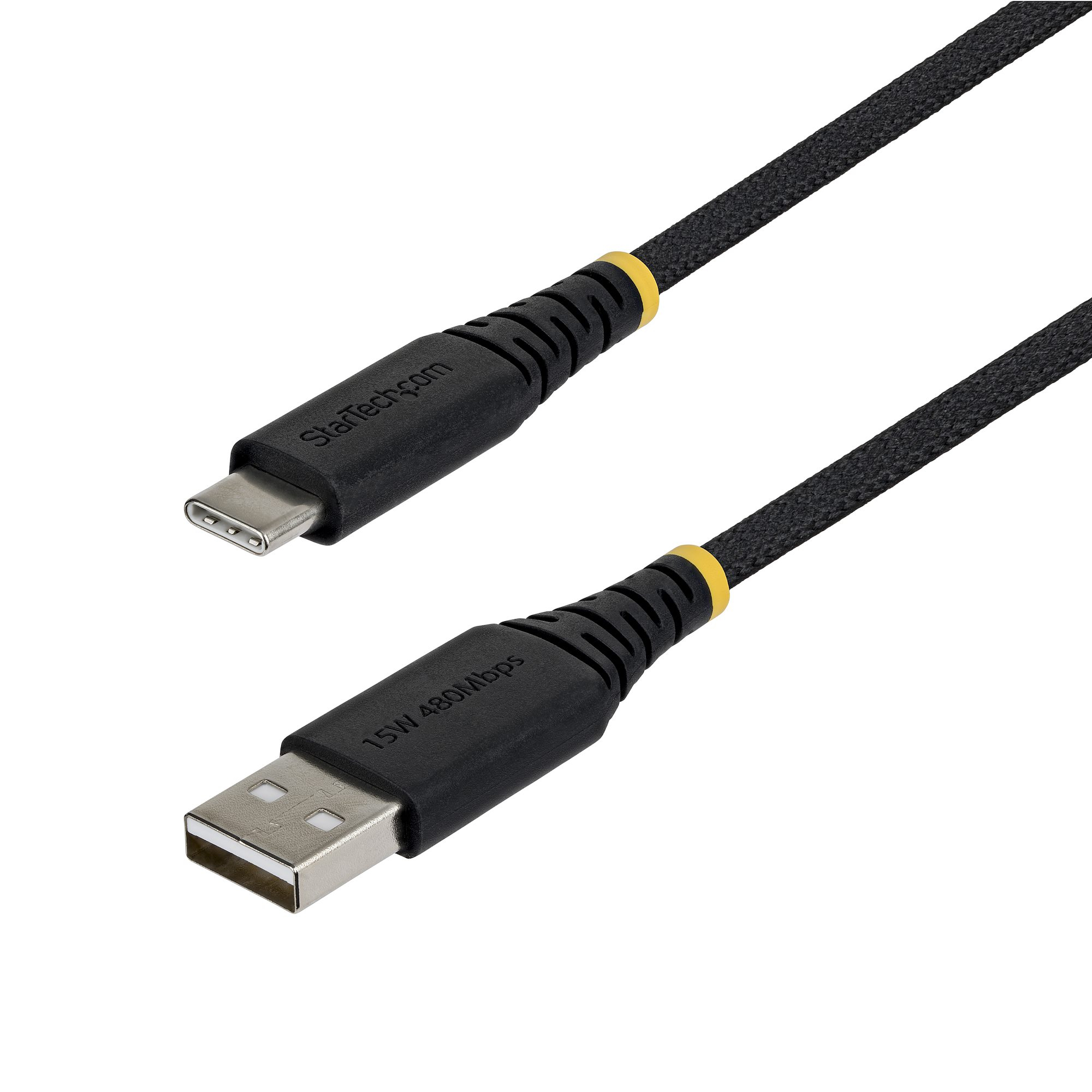 StarTech.com Cable Cargador USB-A a USB-C de 15cm - 15W 3A - Cable USB a Tipo C de Carga R�pida Trenzado de Nailon - Recubrimiento de TPE
