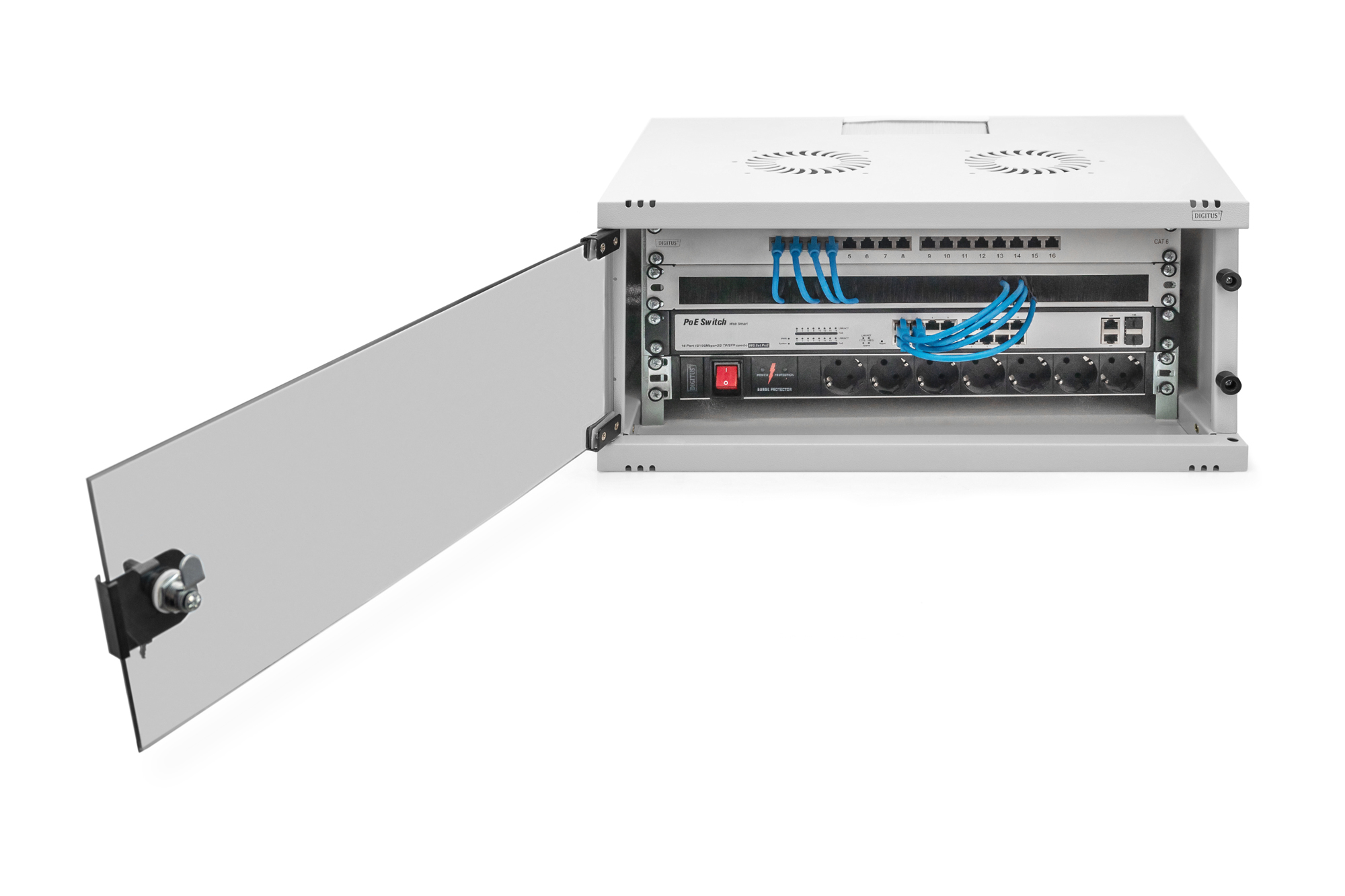 DIGITUS Wandgeh�use SOHO 4HE 241x540x400mm grau unm. - Wandgeh�use