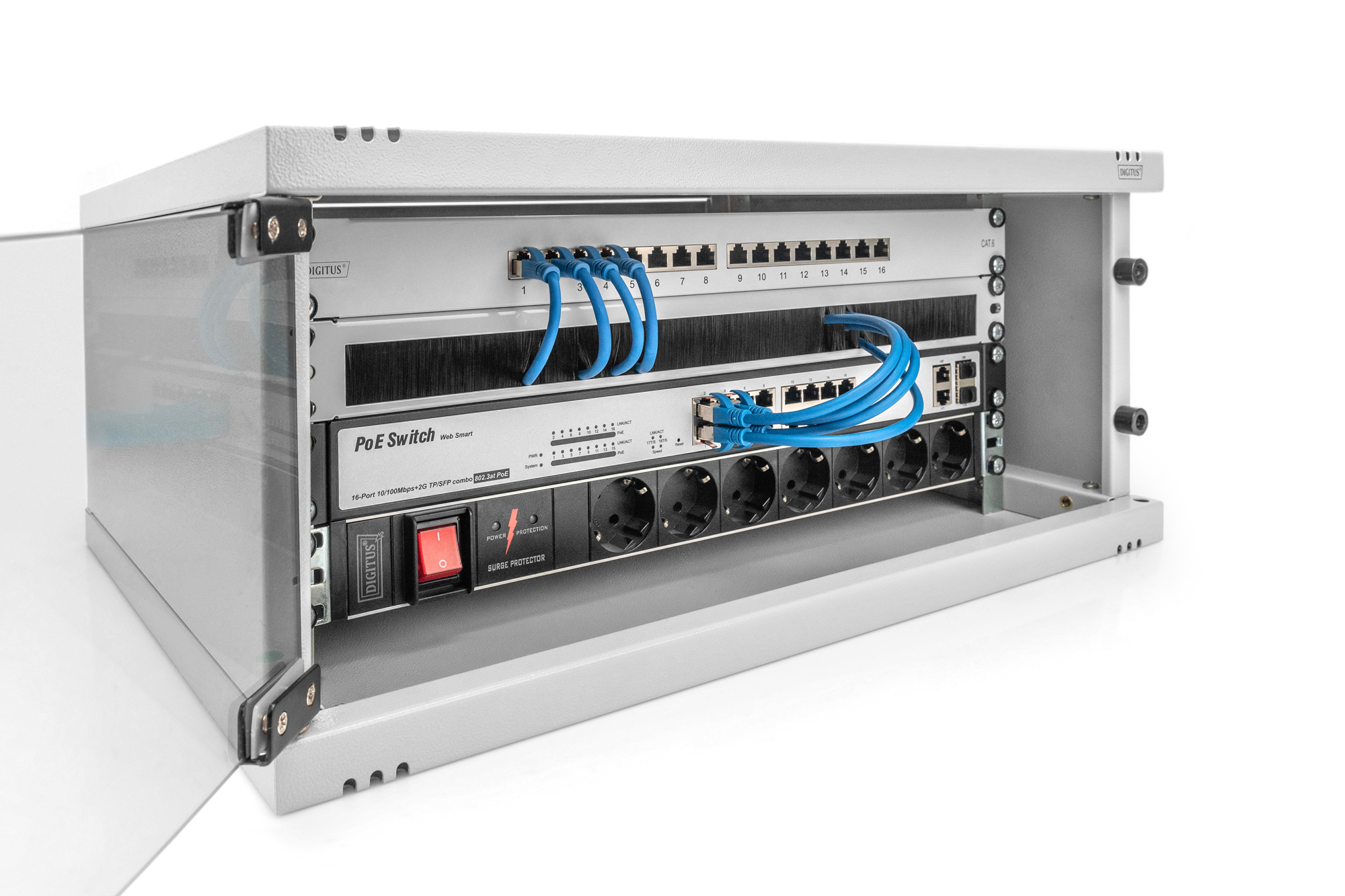 DIGITUS Wandgeh�use SOHO 4HE 241x540x400mm grau unm. - Wandgeh�use