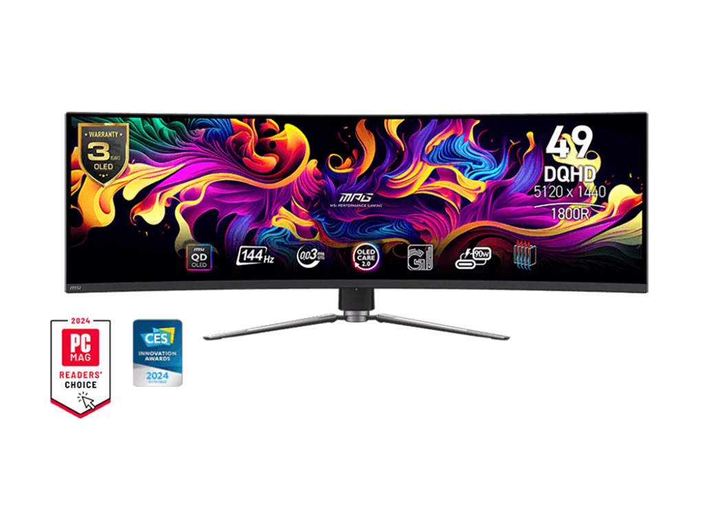 MSI MPG 491CQPDE QD-OLED Monitor PC 124,5 cm (49) 5120 x 1440 Pixel Dual QHD Nero