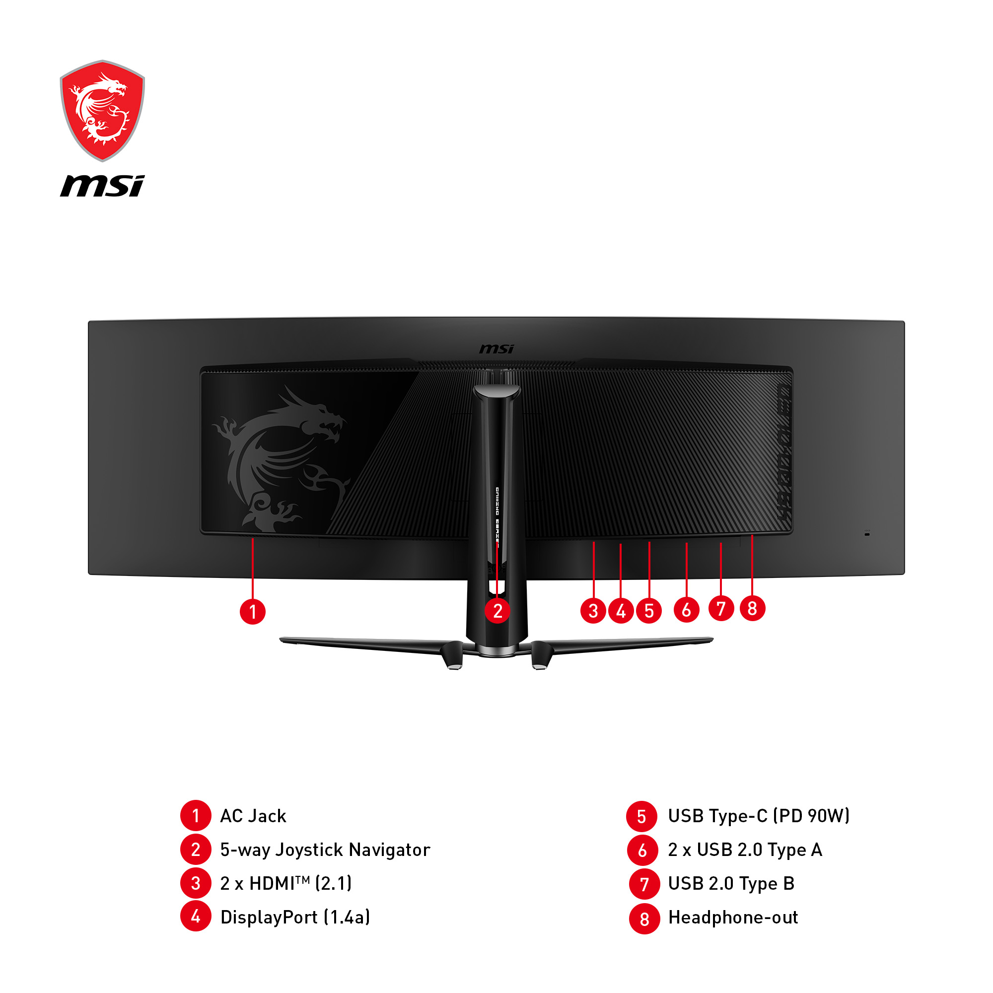 MSI MPG 491CQPDE QD-OLED Monitor PC 124,5 cm (49) 5120 x 1440 Pixel Dual QHD Nero