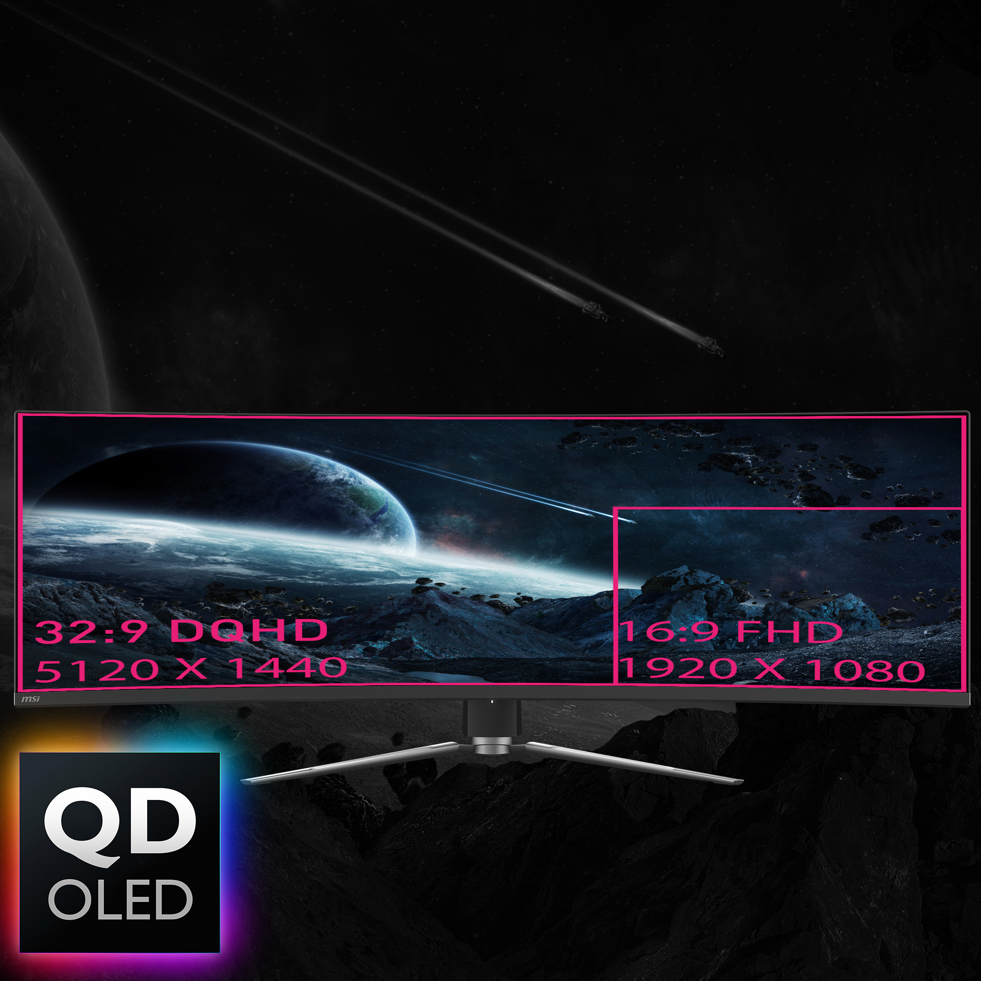 MSI MPG 491CQPDE QD-OLED Monitor PC 124,5 cm (49) 5120 x 1440 Pixel Dual QHD Nero