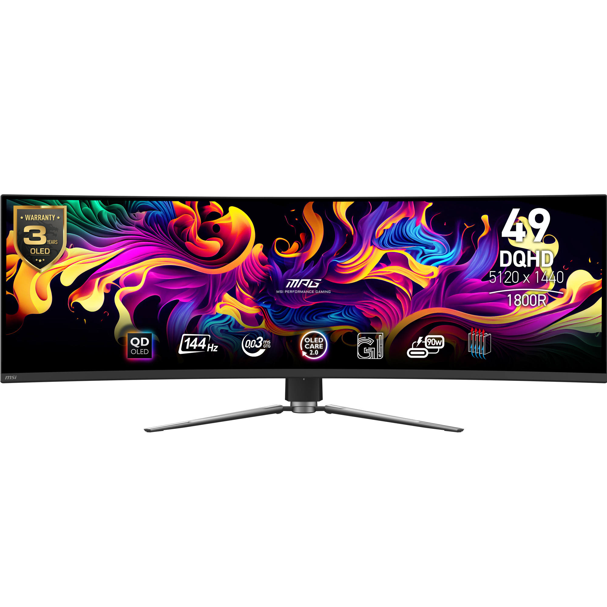 MSI MPG 491CQPDE QD-OLED Monitor PC 124,5 cm (49) 5120 x 1440 Pixel Dual QHD Nero