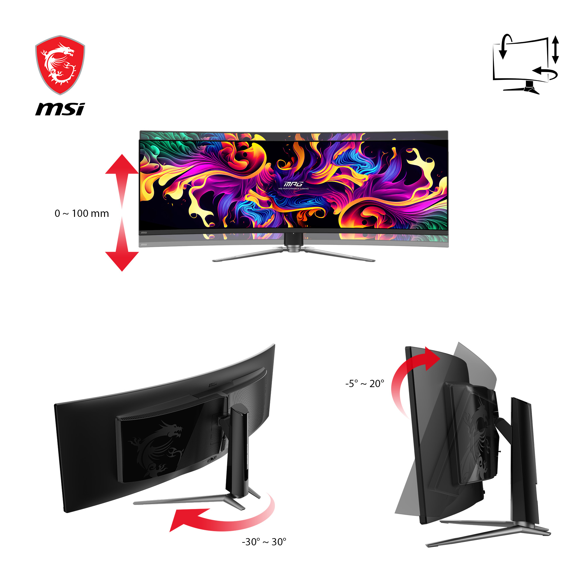 MSI MPG 491CQPDE QD-OLED Monitor PC 124,5 cm (49) 5120 x 1440 Pixel Dual QHD Nero