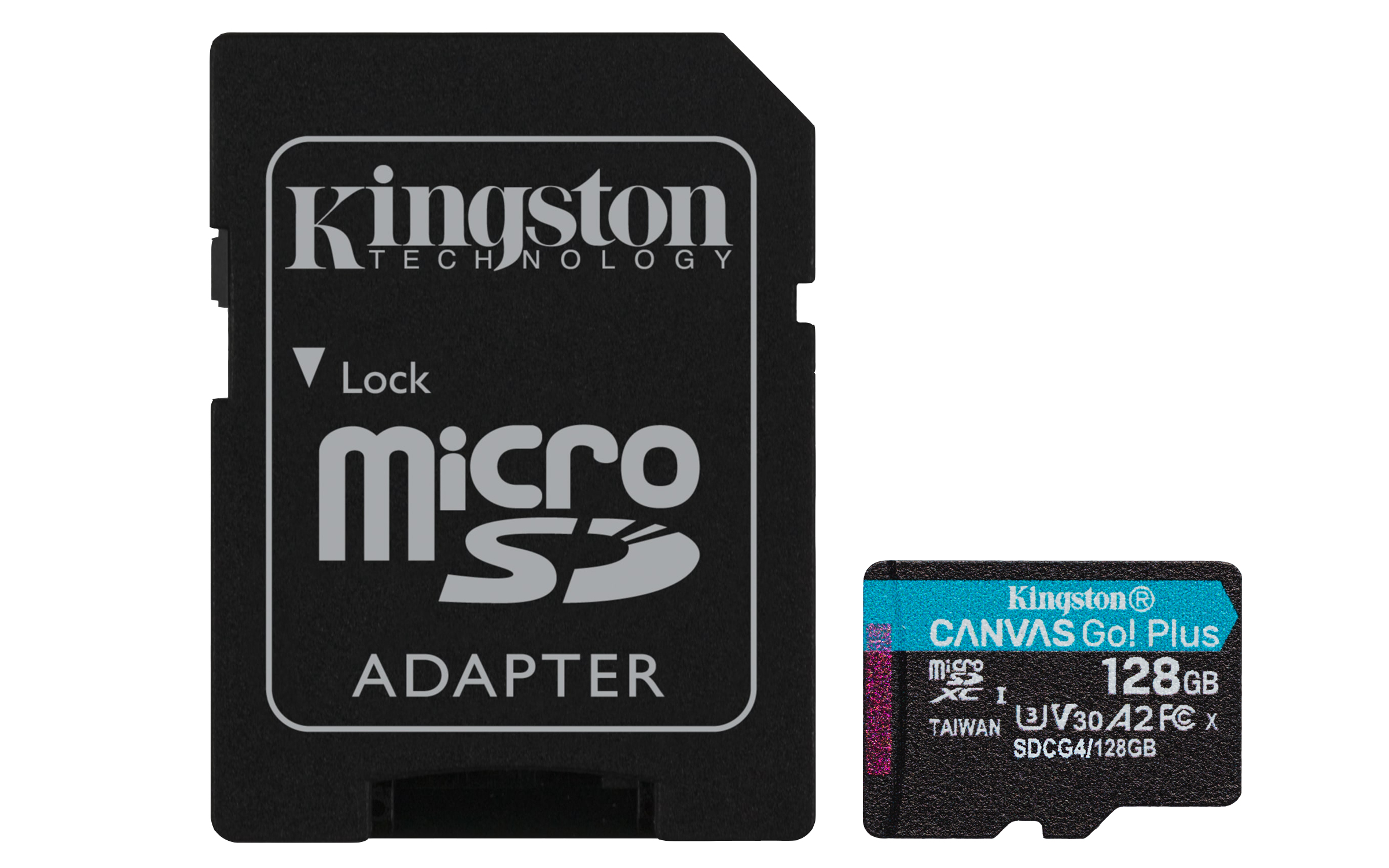 Kingston Technology Scheda microSDXC Canvas Go Plus Gen4 200MB/s A2 U3 V30 da 128 GB + adattatore