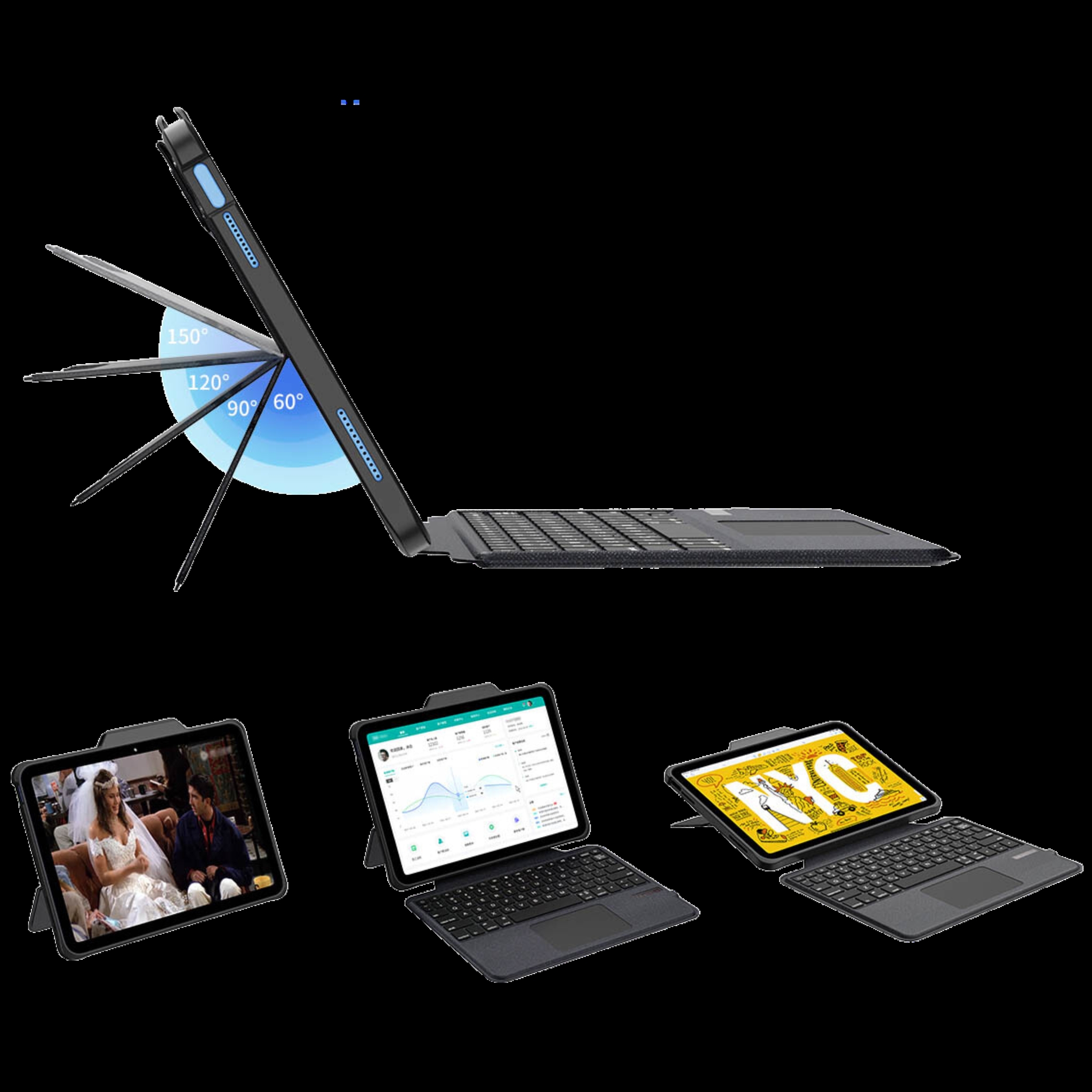 DEQSTER 40-1013778 tui pour tablette 27,7 cm (10.9) Folio Noir