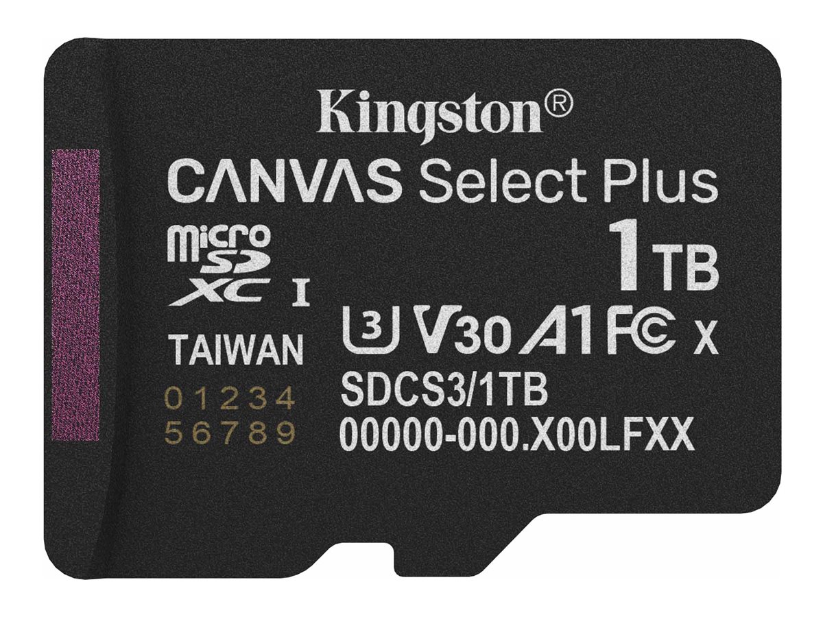 Kingston Technology 1TB micSDXC Canvas Select Plus Gen3 150R A1 Single Pack w/o ADP