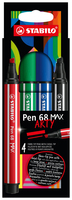 STABILO Pen 68 MAX rotulador Negro, Azul, Rojo 4 pieza(s)