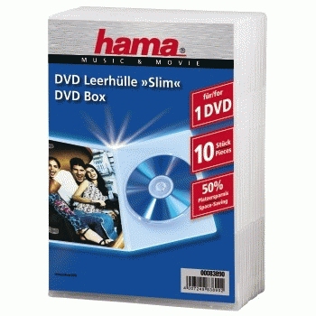 Hama DVD Jewel Case, Slim 10, transparent 10 dischi Trasparente