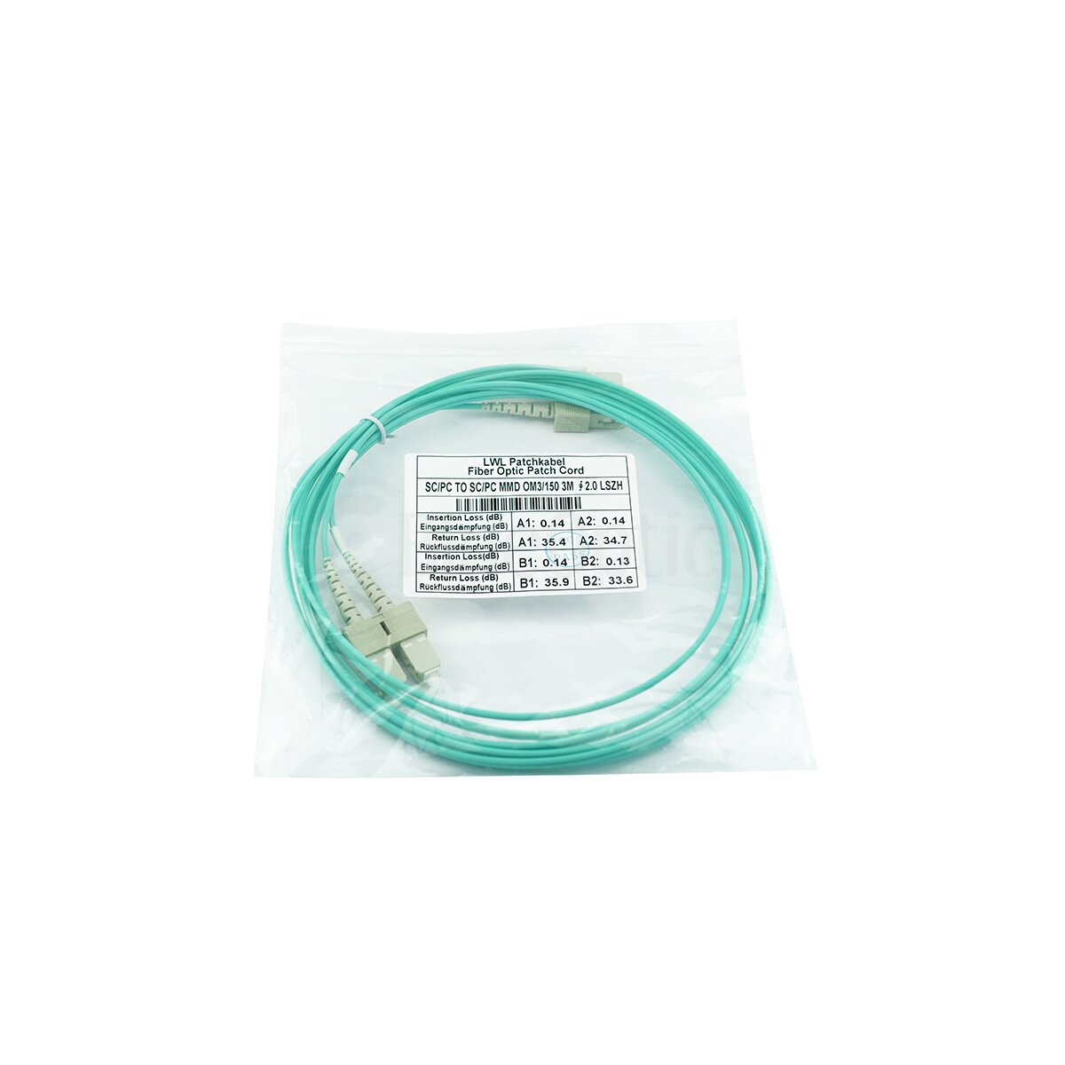 BlueOptics Duplex LWL Patchkabel SC-SC Multimode OM3 0.5 Meter