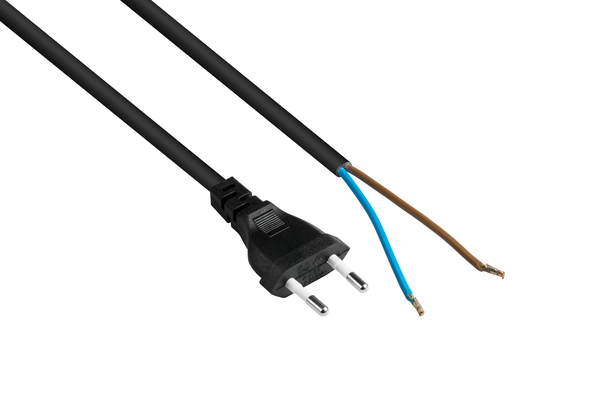 kabelmeister Euro-Netzkabel Euro-Stecker Typ C an abisolierte Enden schwarz 0.75 mm 5 - Kabel - Strom/Netzteil