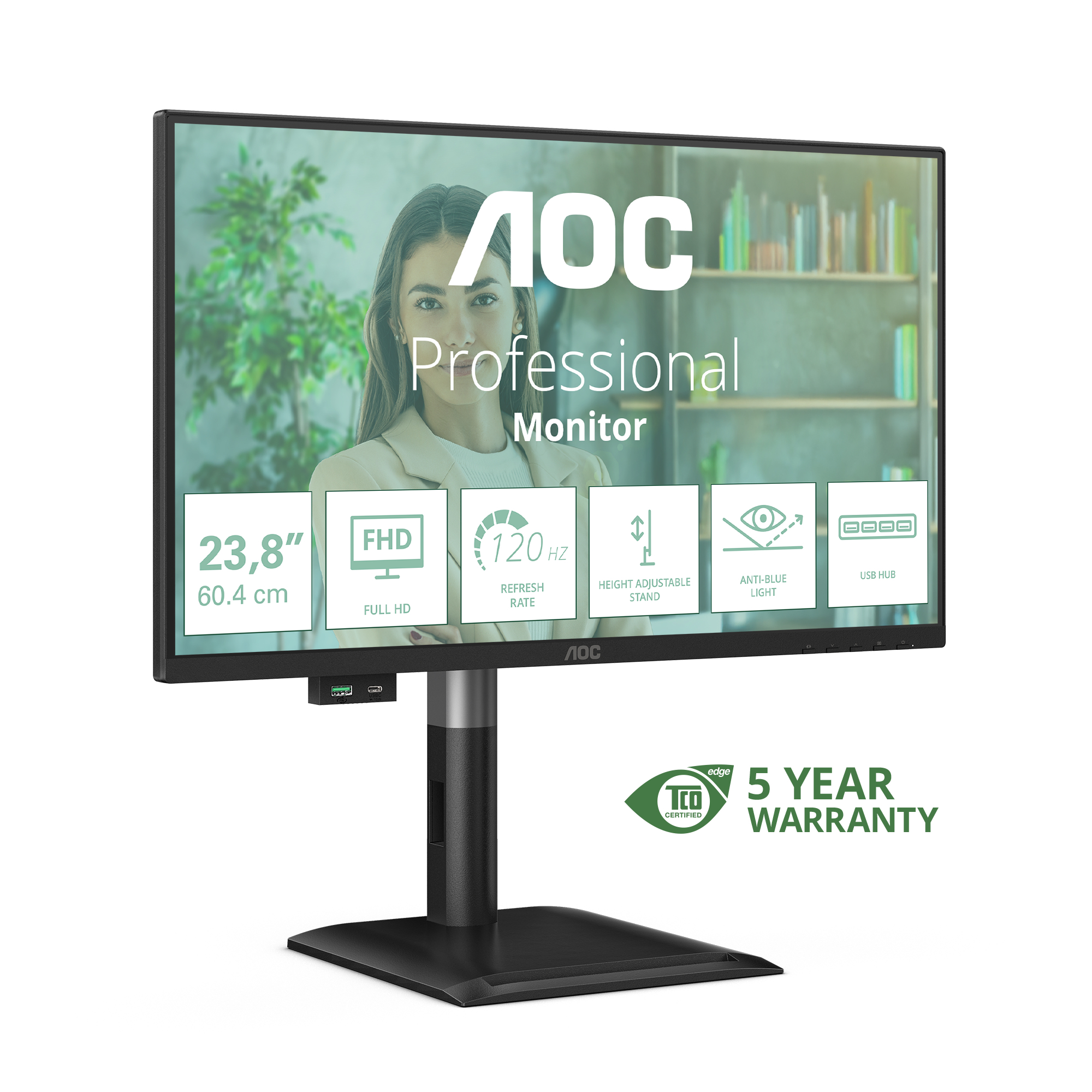 AOC 24P4U computer monitor 60.5 cm (23.8) 1920 x 1080 pixels Full HD Black