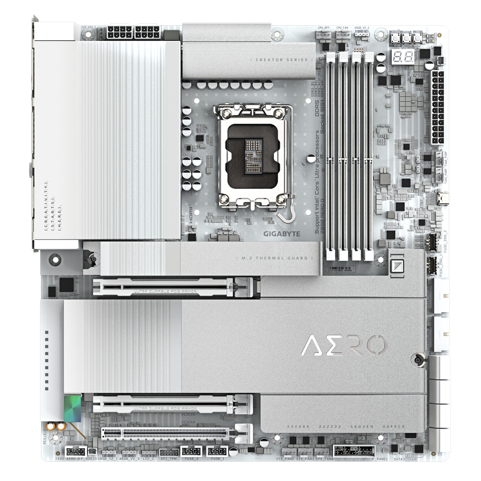 Gigabyte Z890 AERO D - Motherboard - ATX - LGA1851-Sockel - Z890 Chipsatz - USB 3.2 Gen 2, USB 3.2 Gen 1, USB4 - 2 x 2.5 Gigabit LAN, Bluetooth, Wi-Fi 7 - Onboard-Grafik (CPU erforderlich)