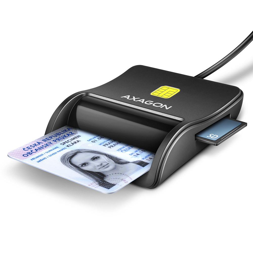 Axagon CRE-SM3SD USB Smart card & SD/microSD/SIM Flat lector de tarjeta inteligente Interior USB 2.0 Negro
