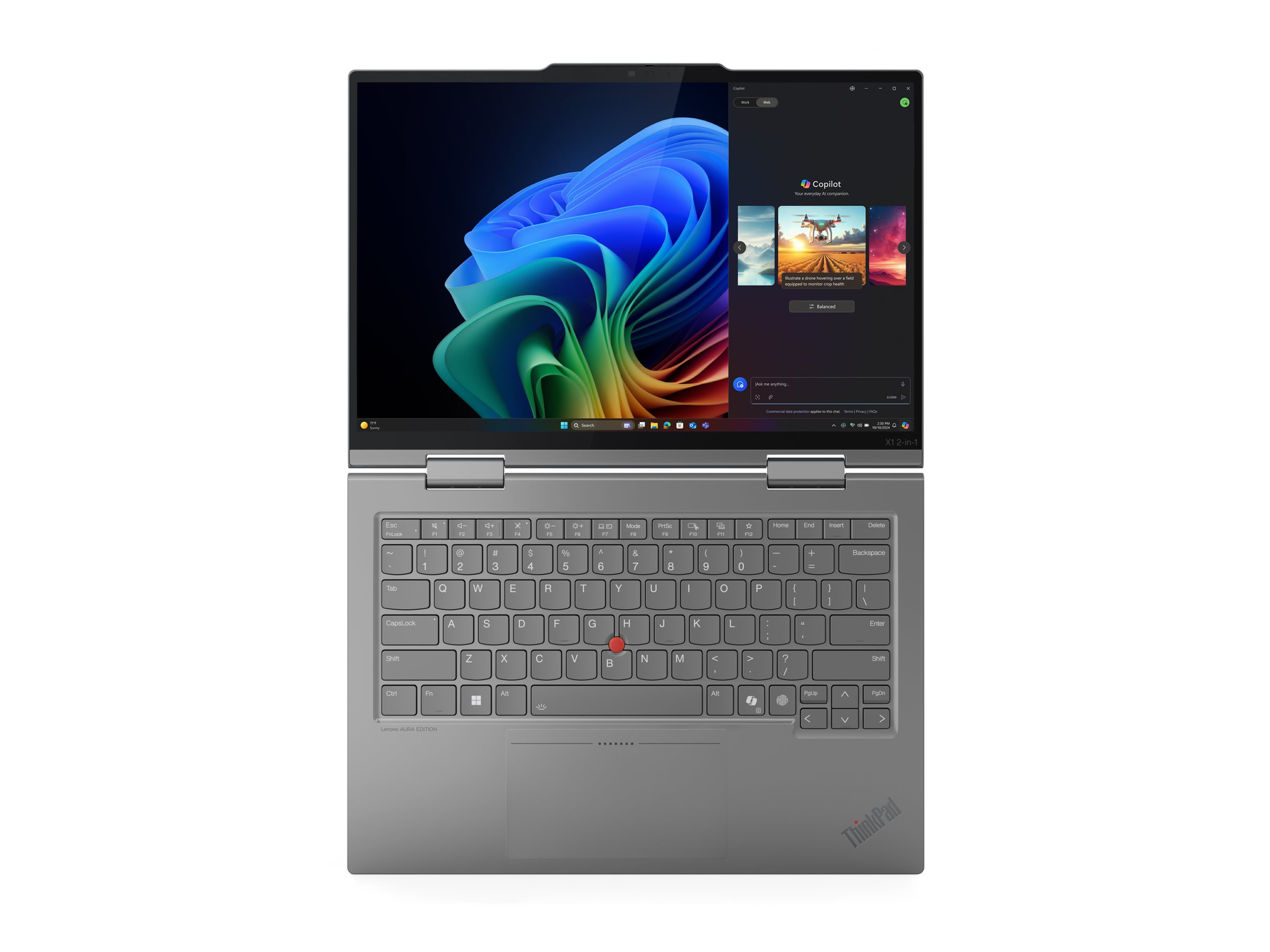 Lenovo ThinkPad X1 2-in-1 Gen 10 Copilot+ PC Intel Core Ultra 7 258V Hbrido (2-en-1) 35,6 cm (14) Pantalla tctil 2.8K 32 GB LPDDR5x-SDRAM 1 TB SSD Wi-Fi 7 (802.11be) Windows 11 Pro Alemn Gris