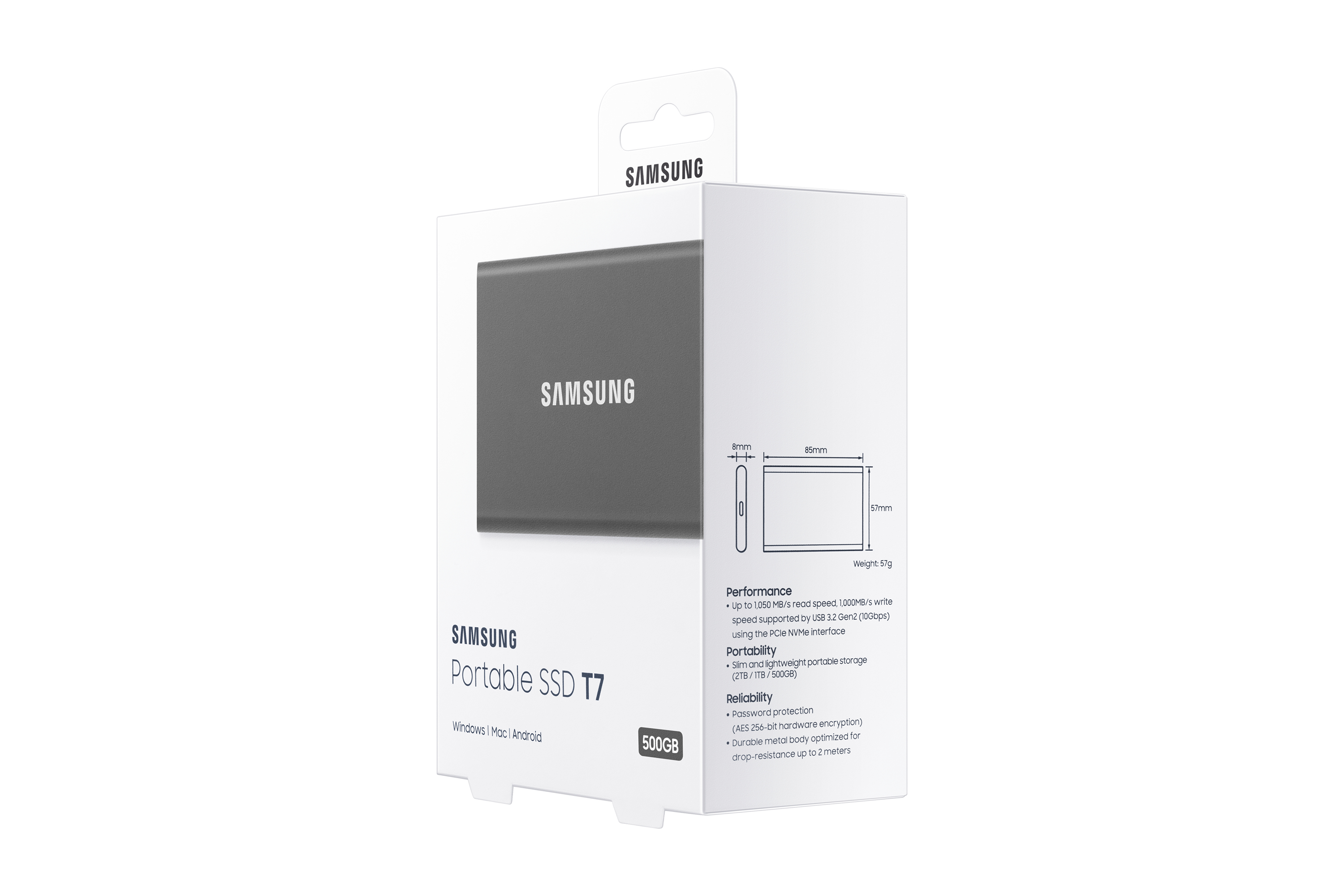 Samsung MU-PC500T/WW  Samsung Portable SSD T7 500 Go Gris