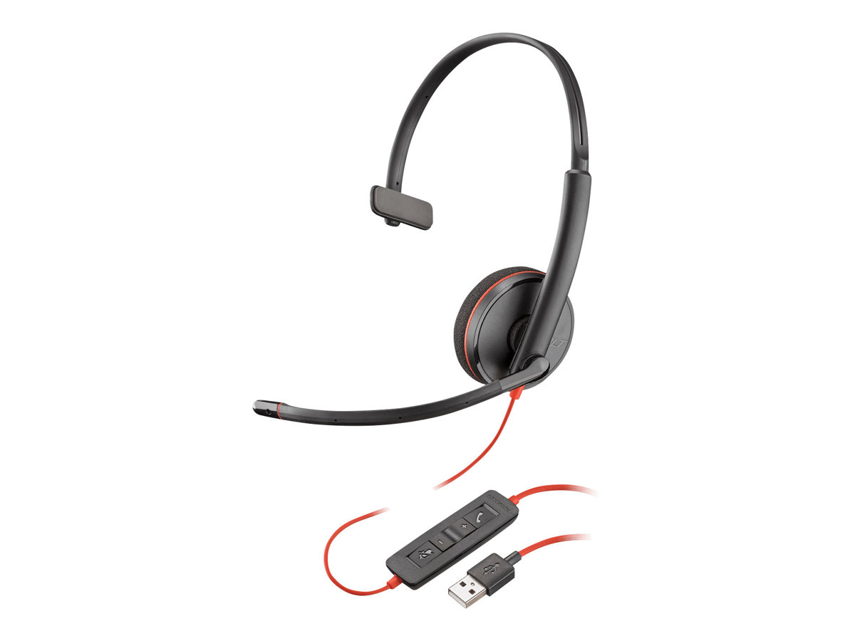 POLY Blackwire 3210 Auricolare Cablato A Padiglione Musica e Chiamate USB tipo A Nero