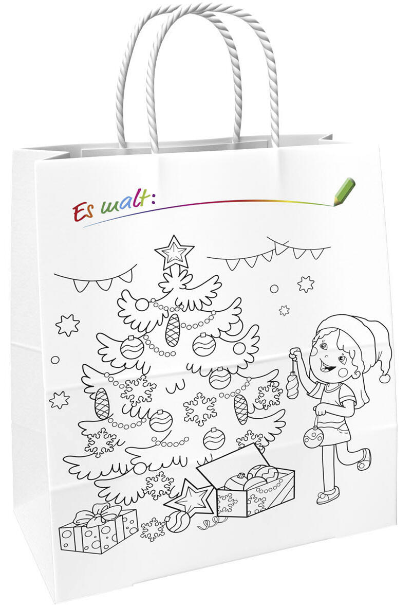 TSI 3 Geschenktaschen Weihnachten Ausmaltten Motiv sortiert 18.0 x 23.0