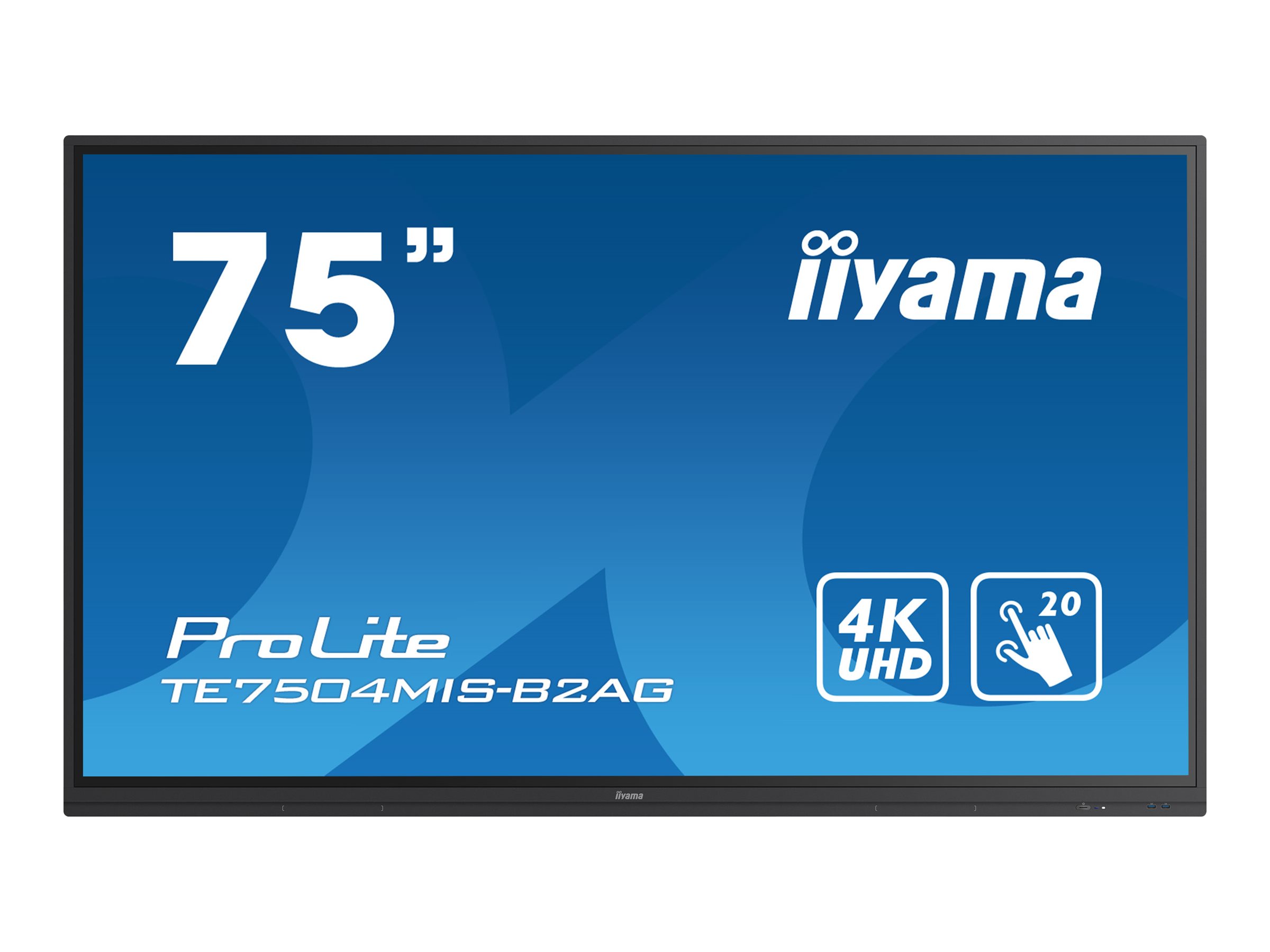 iiyama TE7504MIS-B2AG �cran daffichage dynamique �cran plat interactif 190,5 cm (75) IPS Wifi 350 cd/m� 4K Ultra HD Noir �cran tactile Int�gr� dans le processeur Android