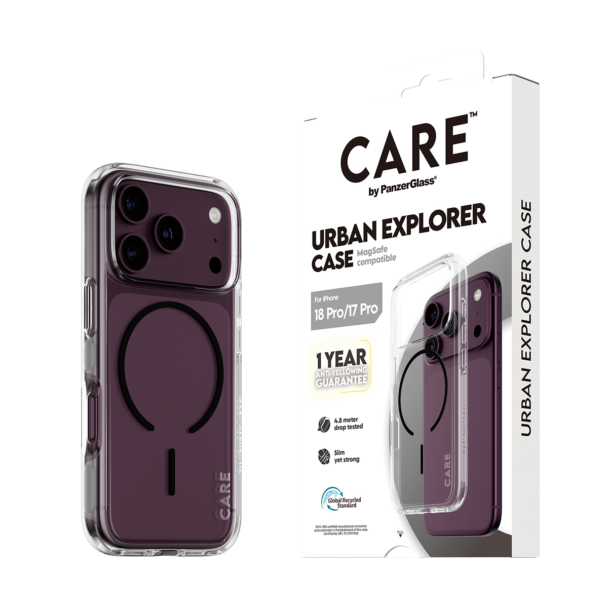 PanzerGlass CARE by � Urban Explorer Case Transparent w. Black MagSafe iPhone 18 Pro | 17 Pro coque de protection pour t�l�phones portables Housse