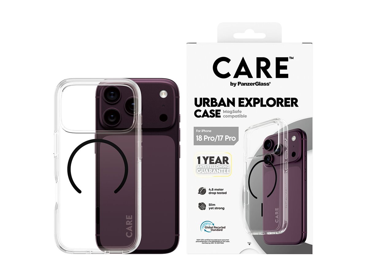 PanzerGlass CARE by � Urban Explorer Case Transparent w. Black MagSafe iPhone 18 Pro | 17 Pro coque de protection pour t�l�phones portables Housse